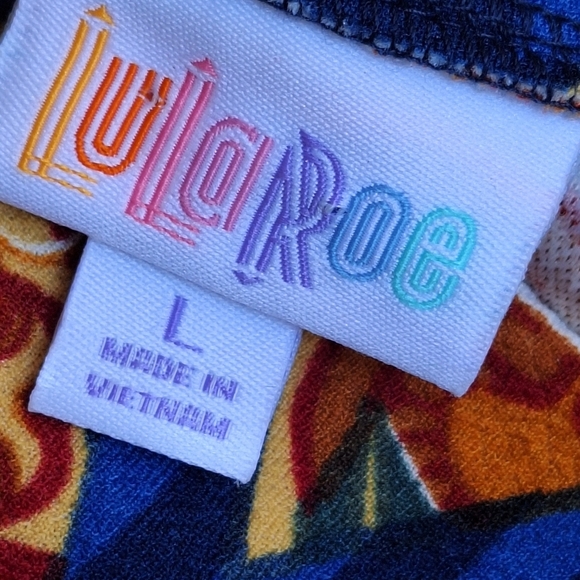 Lula Roe Skirt Casual Bright Print SzL Polyester Short Pullon Wide Band Waist - Picture 9 of 9